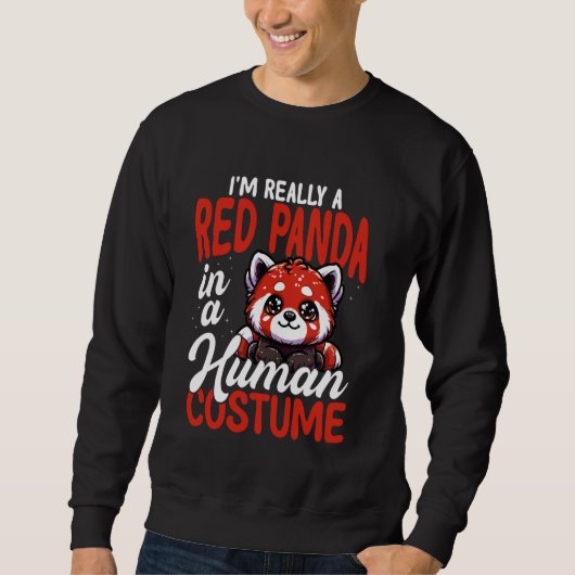 Rode panda in menselijke kostuum grappig trui (Voorkant)