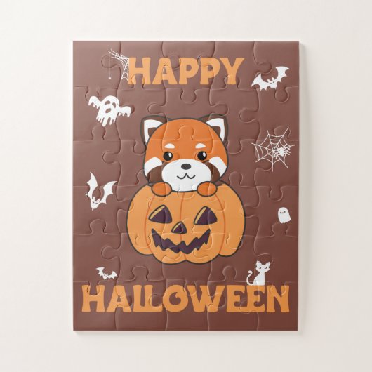 Rode Panda In Pompoen Schattigee Panda's Happy Hal Legpuzzel (Verticaal)