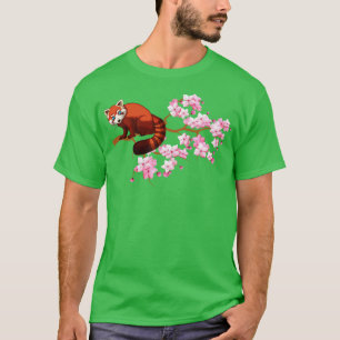 Rode Panda Japanse Kersenbloesemboom T-shirt