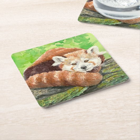 Rode panda kartonnen onderzetters (Schuin)