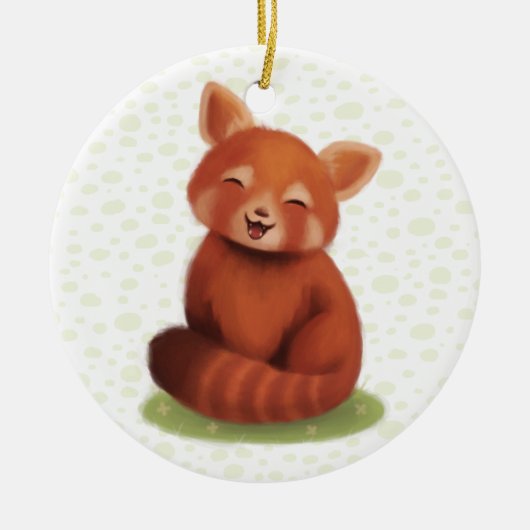 Rode panda keramisch ornament (Voorkant)