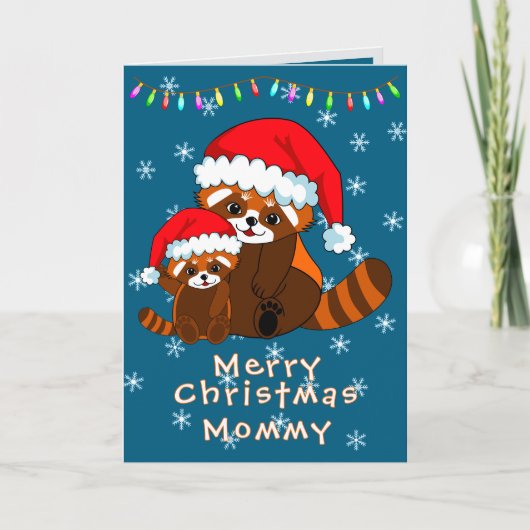 Rode Panda Kerst Kerstkaart Kaart (Voorkant)