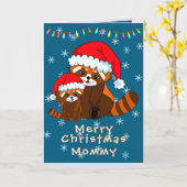 Rode Panda Kerst Kerstkaart Kaart (Gele Bloem)