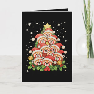 Rode Panda Kerstboom Dier Xmas Licht Vakantie Kaart