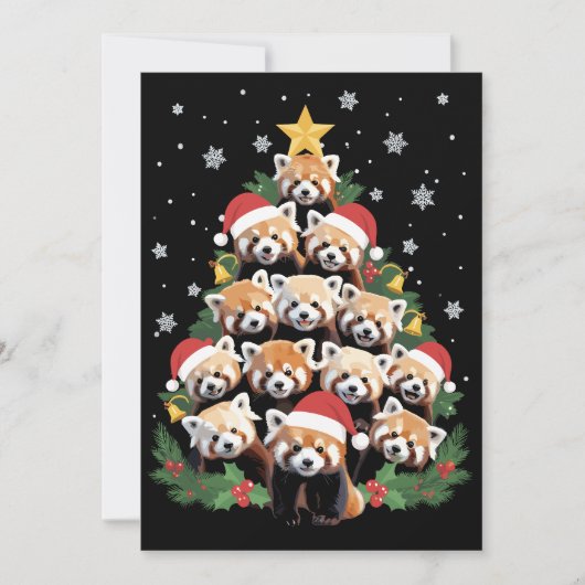 Rode Panda Kerstboom Grappig Dier  Feestdagenkaart (Voorkant)