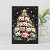 Rode Panda Kerstboom Grappig Dier  Feestdagenkaart (Staand voorkant)