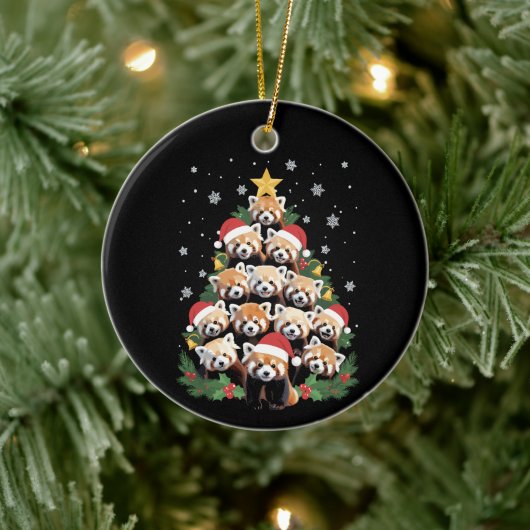 Rode Panda Kerstboom Grappig Dier  Keramisch Ornament (Boom)