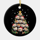 Rode Panda Kerstboom Grappig Dier  Keramisch Ornament (Voorkant)