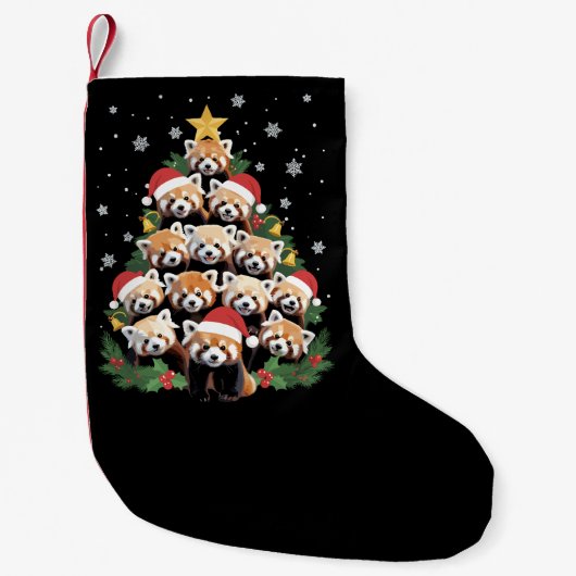 Rode Panda Kerstboom Grappig Dier Kleine Kerstsok (Voorkant)