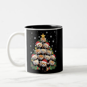 Rode Panda Kerstboom Grappig Dier Tweekleurige Koffiemok