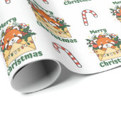 Rode Panda-kerstbrief winterdieren Pandas Cadeaupapier (Rol Hoek)