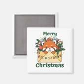 Rode Panda-kerstbrief winterdieren Pandas Magneet (Voorkant / Achterkant)