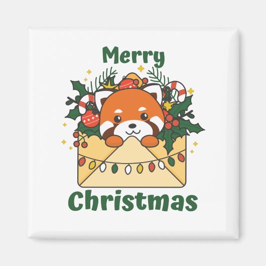 Rode Panda-kerstbrief winterdieren Pandas Magneet (Voorkant)