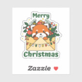 Rode Panda-kerstbrief winterdieren Pandas Sticker (Vel)