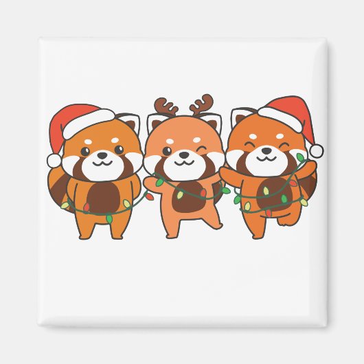 Rode panda-kerstdieren koken rode pandas Magnet (Voorkant)