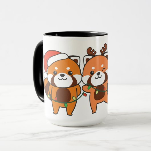 Rode panda-kerstdieren koken rode pandas mok (Voorkant links)