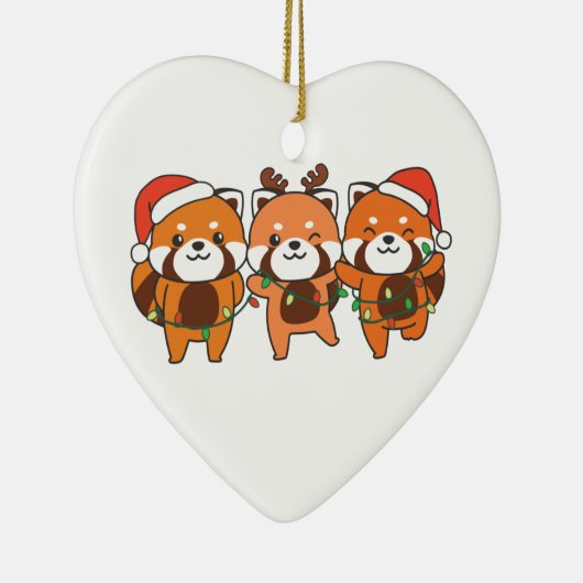 Rode panda-kerstdieren verknallen rode pandas-Cera Keramisch Ornament (Rechts)