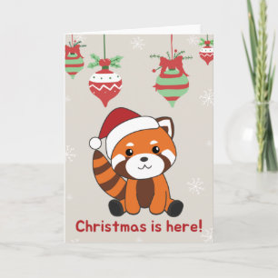 Rode Panda Kerstmis Sneeuw Winter Dieren Pandas Au Kaart