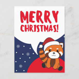 Rode Panda Kerstmis Sneeuw Winter Dieren Pandas Ho Feestdagenkaart