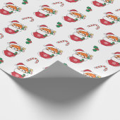 Rode Panda-kerstsneeuw winterdieren Panda Cadeaupapier (Hoek)