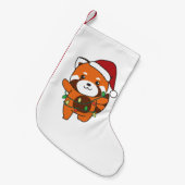 Rode panda-kerstwinter kleine kerstsok (Voorkant (Hangend))