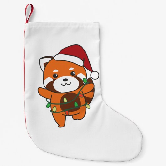 Rode panda-kerstwinter kleine kerstsok (Voorkant)