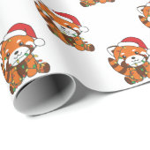 Rode panda-kerstwinterdieren Rood panas Cadeaupapier (Rol Hoek)