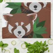 Rode Panda keukenhanddoek (Gevouwen)