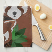 Rode Panda keukenhanddoek (Quarter Fold)