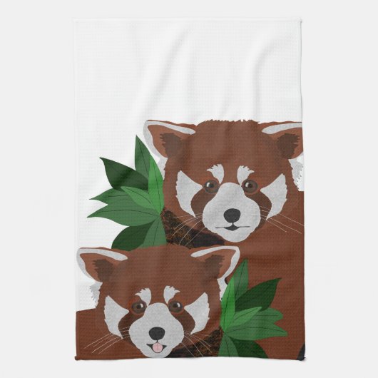 Rode Panda keukenhanddoek (Verticaal)