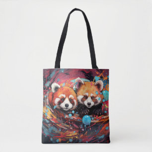 Rode Panda Kleurrijke Dier Betoverend Tote Bag