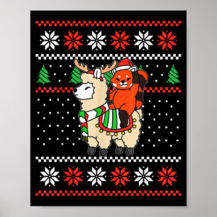 Rode Panda Lelijke Kerst Trui Rendier Llama Ri Poster