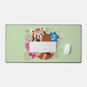 Rode Panda Lotus Bloemen Henna Bureaumat (Keyboard & Muis)