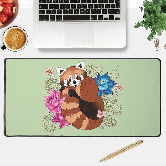 Rode Panda Lotus Bloemen Henna Bureaumat