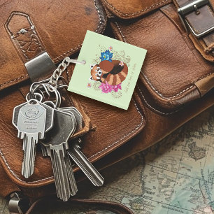 Rode Panda Lotus Bloemen Henna Business Logo Sleutelhanger