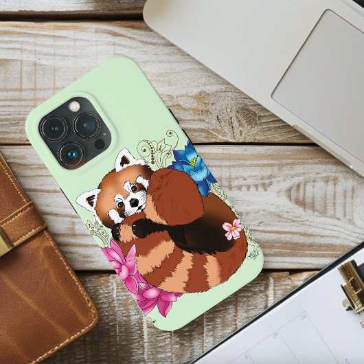 Rode Panda Lotus Bloemen Henna Case-Mate iPhone Case