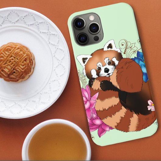 Rode Panda Lotus Bloemen Henna Case-Mate iPhone Case