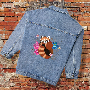 Rode Panda Lotus Bloemen Henna Denim Jacket
