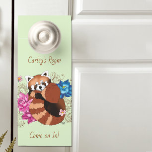 Rode Panda Lotus Bloemen Henna Deurhanger
