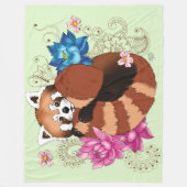 Rode Panda Lotus Bloemen Henna Fleece Deken (Voorkant)