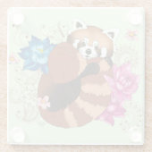 Rode Panda Lotus Bloemen Henna Glazen Onderzetter (Achterkant)