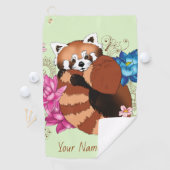 Rode Panda Lotus Bloemen Henna Golfhanddoek (Insitu)