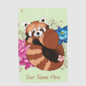 Rode Panda Lotus Bloemen Henna Golfhanddoek (Voorkant)