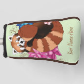 Rode Panda Lotus Bloemen Henna Golfheadcover (Voorkant)