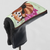 Rode Panda Lotus Bloemen Henna Golfheadcover (3/4 voorkant)