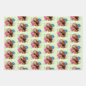 Rode Panda Lotus Bloemen Henna Inpakpapier Vel (Voorkant 3)