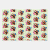 Rode Panda Lotus Bloemen Henna Inpakpapier Vel (Voorkant)