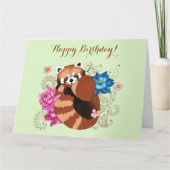 Rode Panda Lotus Bloemen Henna Kaart (Voorkant)