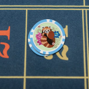 Rode Panda Lotus Bloemen Henna Poker Chips