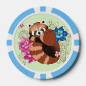 Rode Panda Lotus Bloemen Henna Poker Chips (Voorkant)